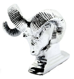 Hood Ornament Rams Head Chrome Die Cast for Flat Surface 3.5" Tall GG#48052