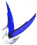 Lighted Hood Ornament Swan Bugler WindRider Blue Wings Chrome 7.5" GG#48097