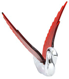 Hood Ornament Lighted Swan Bugler Windrider Red Wings Chrome 7.5" GG#48099