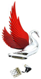 Hood Ornament Lighted Swan Bugler Windrider Red Wings Chrome 7.5" GG#48099