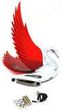 Hood Ornament Lighted Swan Bugler Windrider Red Wings Chrome 7.5" GG#48099