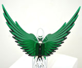 Lighted Hood Ornament Flying Goddess Windrider Green Wings Chrome GG#48108