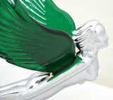 Lighted Hood Ornament Flying Goddess Windrider Green Wings Chrome GG#48108