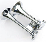 Train Horn 3 Bell Trumpet 145 Decibel +-10dB Chrome 3/8 Air Line 150PSI UP#46129