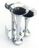 Train Horn 3 Bell Trumpet 145 Decibel +-10dB Chrome 3/8 Air Line 150PSI UP#46129