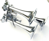 Train Horn 3 Bell Trumpet 145 Decibel +-10dB Chrome 3/8 Air Line 150PSI UP#46129