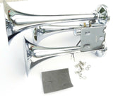 Train Horn 3 Bell Trumpet 145 Decibel +-10dB Chrome 3/8 Air Line 150PSI UP#46129