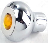 Small Deluxe Dash Knob for Panel Light Amber Jewel Stainless Plate GG#95720