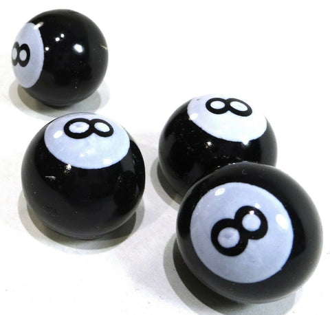 8 Ball Tire Valve Stem Caps Standard Size Black White 5/8" OD UP#70022 Set of 4
