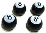 8 Ball Tire Valve Stem Caps Standard Size Black White 5/8" OD UP#70022 Set of 4