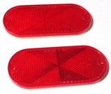 Oblong Reflectors 2 Screw Holes or Tape Mount 4 3/8" Long Red GG#99564 Pair