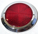 Stick-On Round Reflectors Chrome Trim Red Acrylic Lens 2-1/8" O.D. GG#80834-Pair