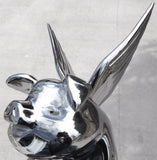 Hood Ornament Pull Flying Pig Chrome Metal for Flat Hood 7-5/8”, 3 Hole GG#48200