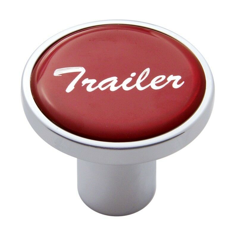 Air Brake Knob Trailer Screw-On 1-3/4" Red Glossy Sticker Chrome Knob UP#23233