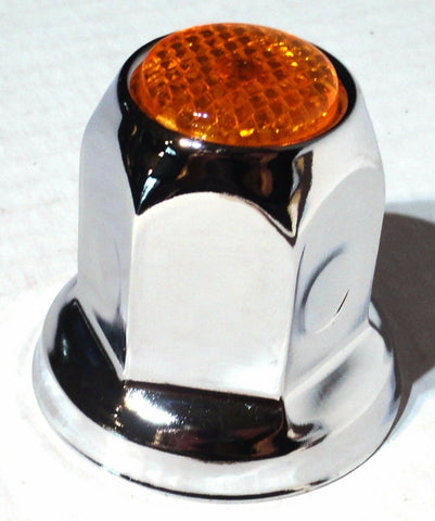 UP Lug Nut Covers 33mm Push-On Amber Reflector Chrome 2" Tall #10038 Set of 20