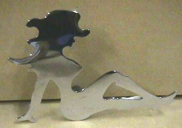 GG Cow Girl Cutout Set Face to Left & Right Chrome Stud Mount 4" Tall #90013-23