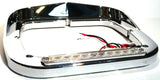 headlight bezels(2) 6x8 clear lens amber LEDS chrome plastic visor for Peterbilt