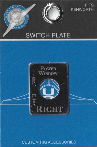UP Switch Plate for Kenworth Window (Power Right) Stainless Steel Etched #48294