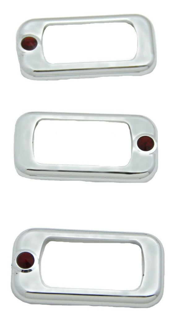 rocker switch trims(3) red jewel chrome plastic Freightliner Kenworth Peterbilt