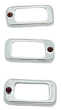 rocker switch trims(3) red jewel chrome plastic Freightliner Kenworth Peterbilt