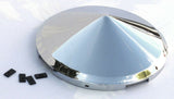 UP Front Hub Cap 4 Even Notches Cone Pointed Chrome 7/16" Lip #10146 Each