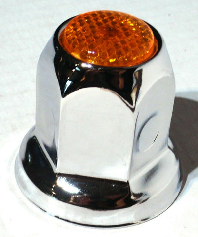 UP Lug Nut Covers 33mm Push-On Amber Reflector Chrome 2" Tall #10038 Set of 5