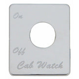 UP Toggle Switch Plate for Peterbilt Cab Watch Alarm Stainless Etched #48414