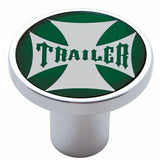 UP Air Brake Knob Trailer Screw-On Chrome w/ Green Maltese Cross Sticker #23662
