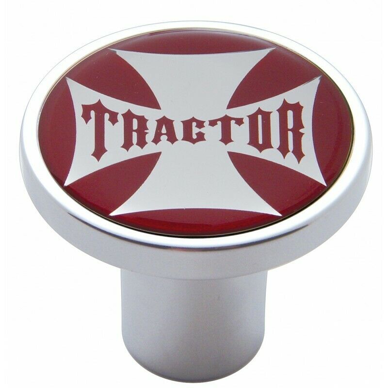 UP Air Brake Knob Tractor Screw-On Chrome w/ Red Maltese Cross Sticker #23658