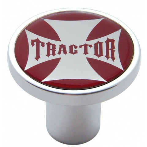 UP Air Brake Knob Tractor Screw-On Chrome w/ Red Maltese Cross Sticker #23658