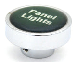 GG Panel Lights Knob for Peterbilt Kenworth Chrome Green w/Silver Letters #96303