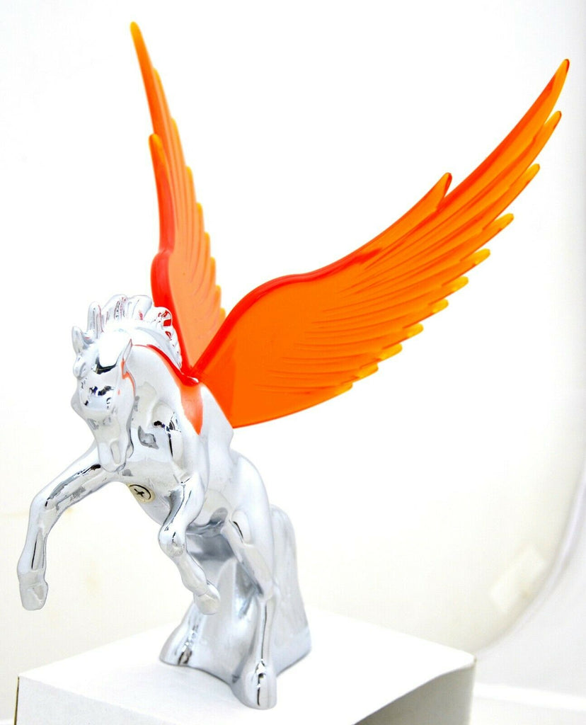 GG Lighted Hood Ornament Stallion Windrider Amber 3 Stud Chrome 9 3/4" #48390