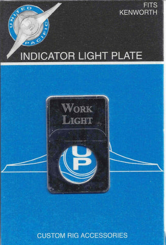 UP Indicator Plate for Kenworth Work Light Stainless Steel Block Letter #48337