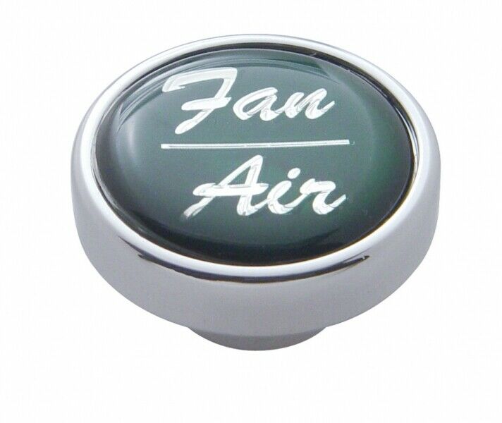 UP Dash Control Knob Fan Air 1" Glossy Sticker Green Chrome Knob #23251 Each