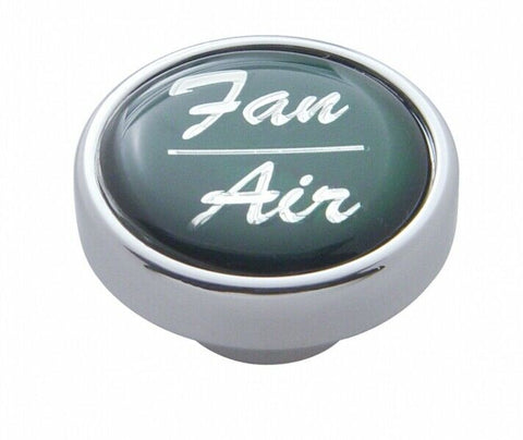 UP Dash Control Knob Fan Air 1" Glossy Sticker Green Chrome Knob #23251 Each