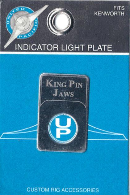 UP Indicator Light Plate King Pin for Kenworth Stainless Steel Etched #48320