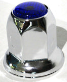 UP Lug Nut Covers 33mm Push-On Blue Reflector Chrome 2" Tall #10041 Set of 5