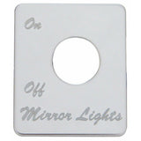 UP Toggle Switch Plate for Peterbilt Mirror LIght Stainless Steel Etched #48450