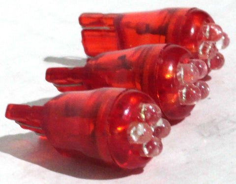 UP LED Light Bulbs #194 Replacement 4 LEDs Red Wedge Base #38276 Set of 3