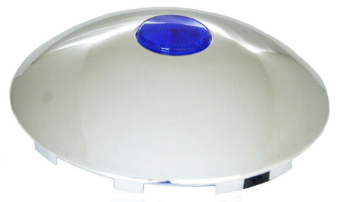 GG Front Hub Cap Universal Fit Dome Blue Reflector Chrome 7/16" Lip #10781 Each