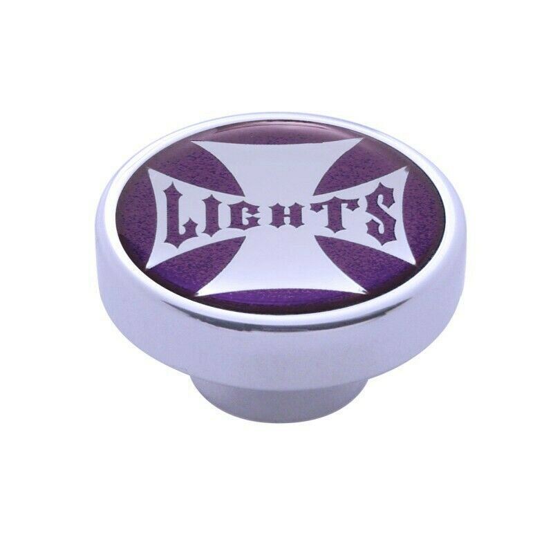 UP Panel Lights Control Knob Chrome Aluminum w/ Purple Maltese Sticker #23615