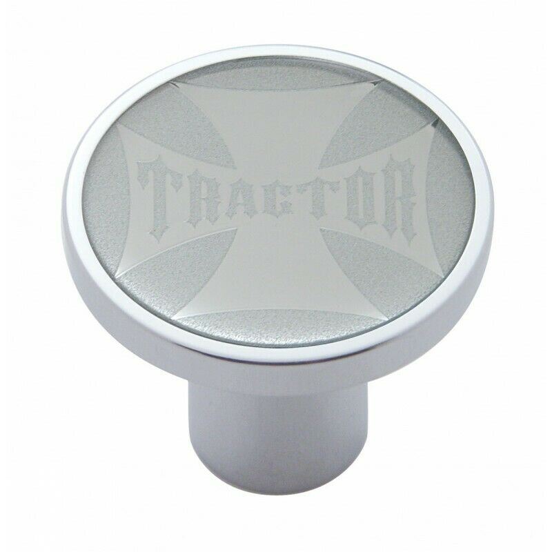 Air Brake Knob Tractor Screw-On Chrome w/ Silver Maltese Cross Sticker UP#23659