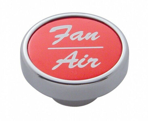 UP Dash Control Knob Fan Air 1" Red Aluminum Sticker Chrome Knob #23259 Each