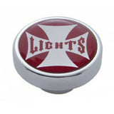 UP Panel Lights Control Knob Chrome Aluminum w/ Red Maltese Cross Sticker #23616