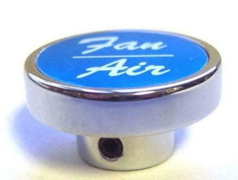 UP Dash Control Knob Fan Air 1" Blue Aluminum Sticker Chrome Knob #23256 Each