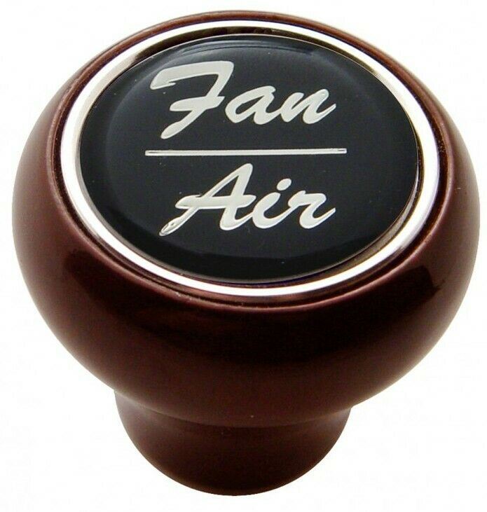 UP Dash Control Knob Fan Air 1" Black Glossy Sticker Wood Knob #23536 Each