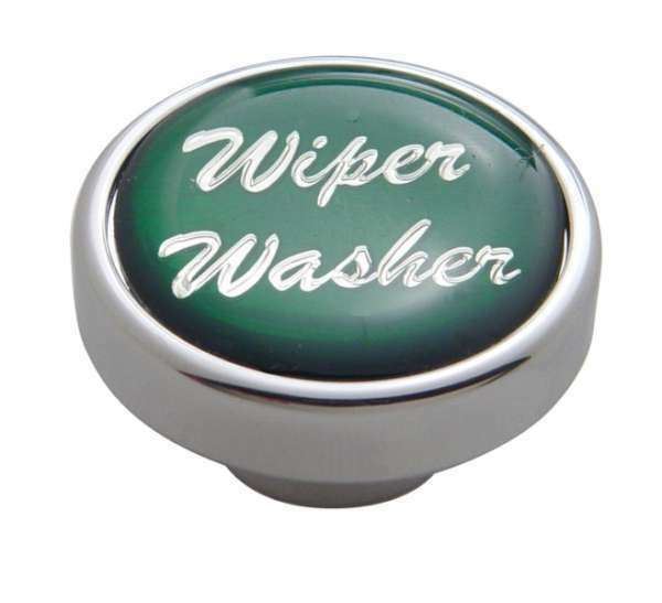 UP Wiper Washer Control Knob 1" Green Glossy Sticker Chrome Aluminum #23245 Each