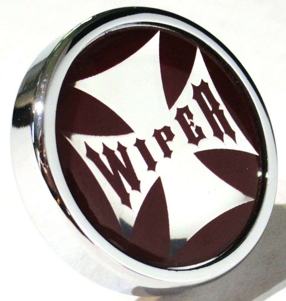 UP Wiper Control Knob Chrome Aluminum w/ Red Maltese Cross Sticker #23628