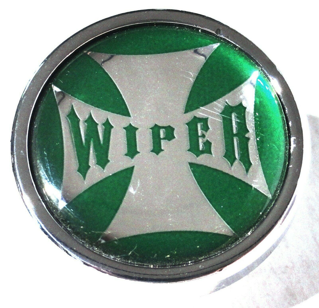 Wiper Control Knob Chrome Aluminum w/ Green Maltese Cross Sticker UP#23626