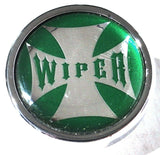 Wiper Control Knob Chrome Aluminum w/ Green Maltese Cross Sticker UP#23626